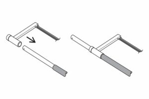 Illustrated diagram showing assembly steps for the HealthCraft SuperPole's SuperTrapeze accessory.