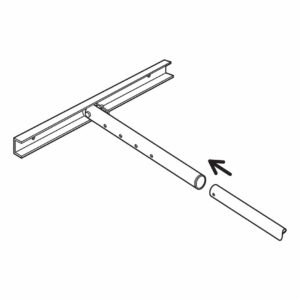 Illustrated diagram showing how to assemble the HealthCraft SuperPole's Ceiling Plate Extender.