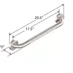 Overall Dimensions for the 18-inch Easy Mount grab bar.