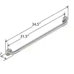 Overall Dimensions for the 32-inch Easy Mount grab bar.