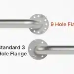 Showing the increased versatility of 9-hole flange vs standard 3-hole flange